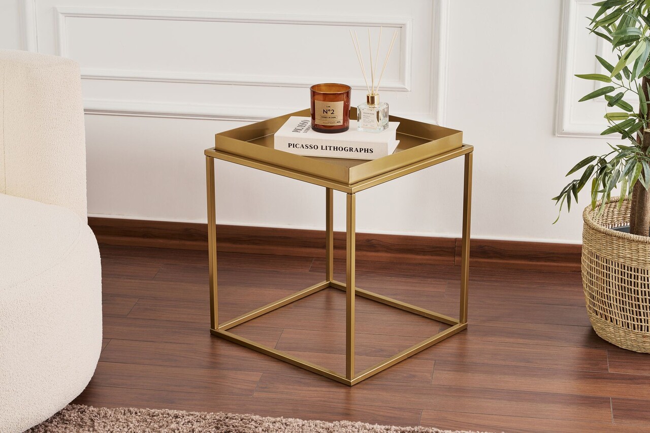 Masuta de cafea, Hanah Home, Shb-018-A, 45x45x52 cm, Auriu - imagine 6